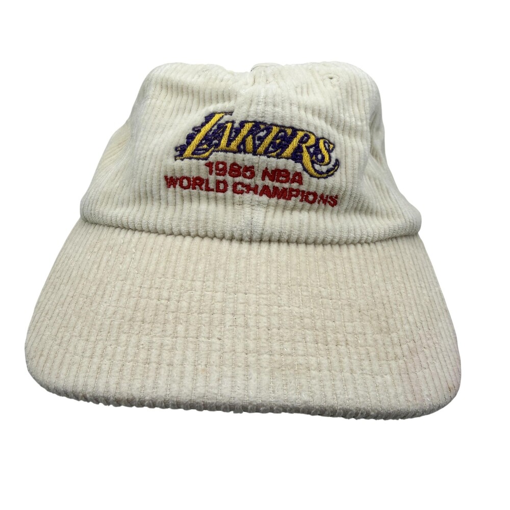 Los Angeles Lakers Hat Cap Strap Back One Size Beige NBA Mitchell & Ness 1985